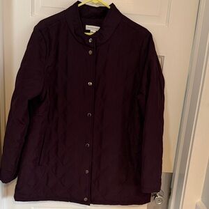 Christopher & Banks Quilted Puffer Jacket - Dark Purple